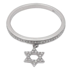 SPECIAL! .17ct Diamond Star of David Dangle 14kt White Gold Ring Size 6.5
