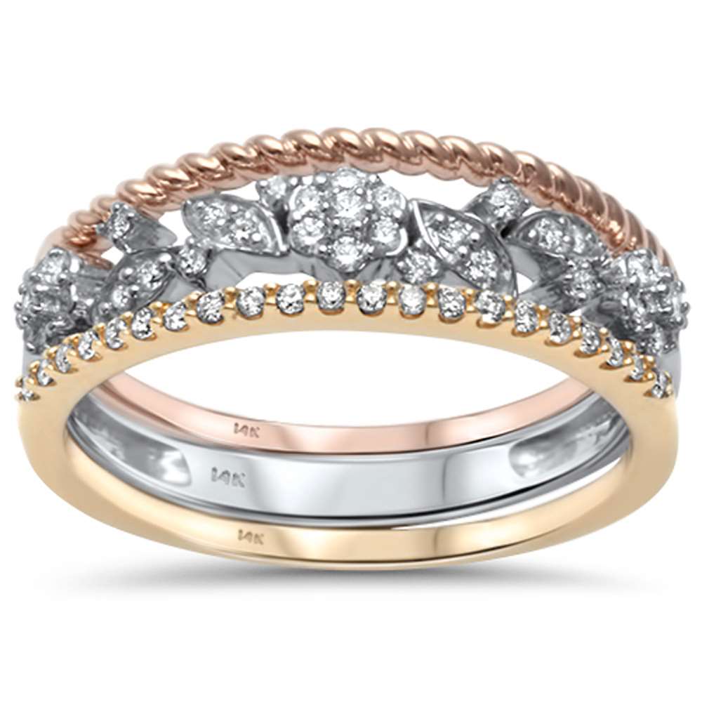 DIAMOND CLOSEOUT! .24ct G SI 14kt Three Tone Gold Diamond Band Ring Size 6.5