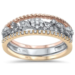 DIAMOND CLOSEOUT! .24ct G SI 14kt Three Tone Gold Diamond Band Ring Size 6.5