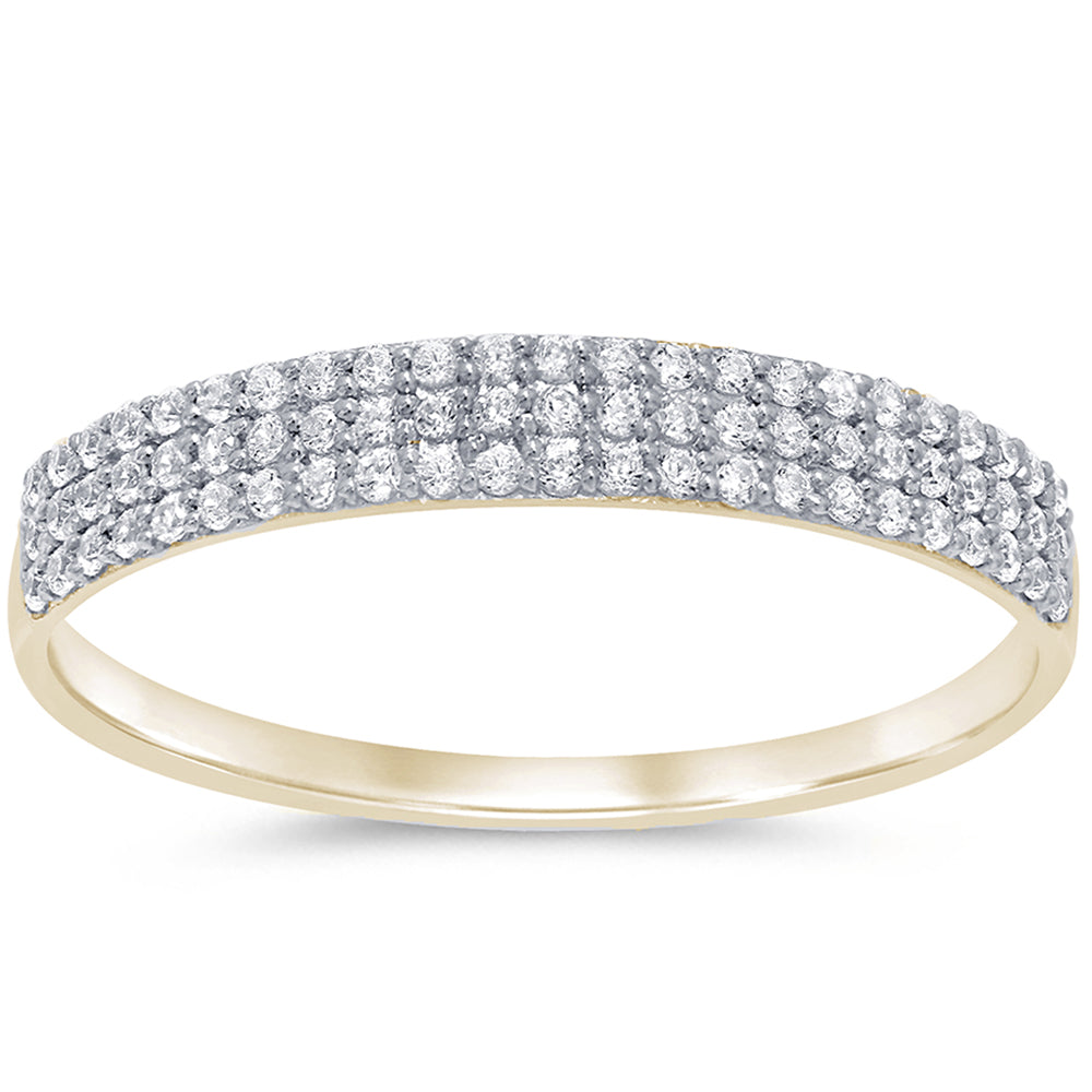 .22ct 14kt Yellow Gold Micro Pave Diamond Band Size 6.5