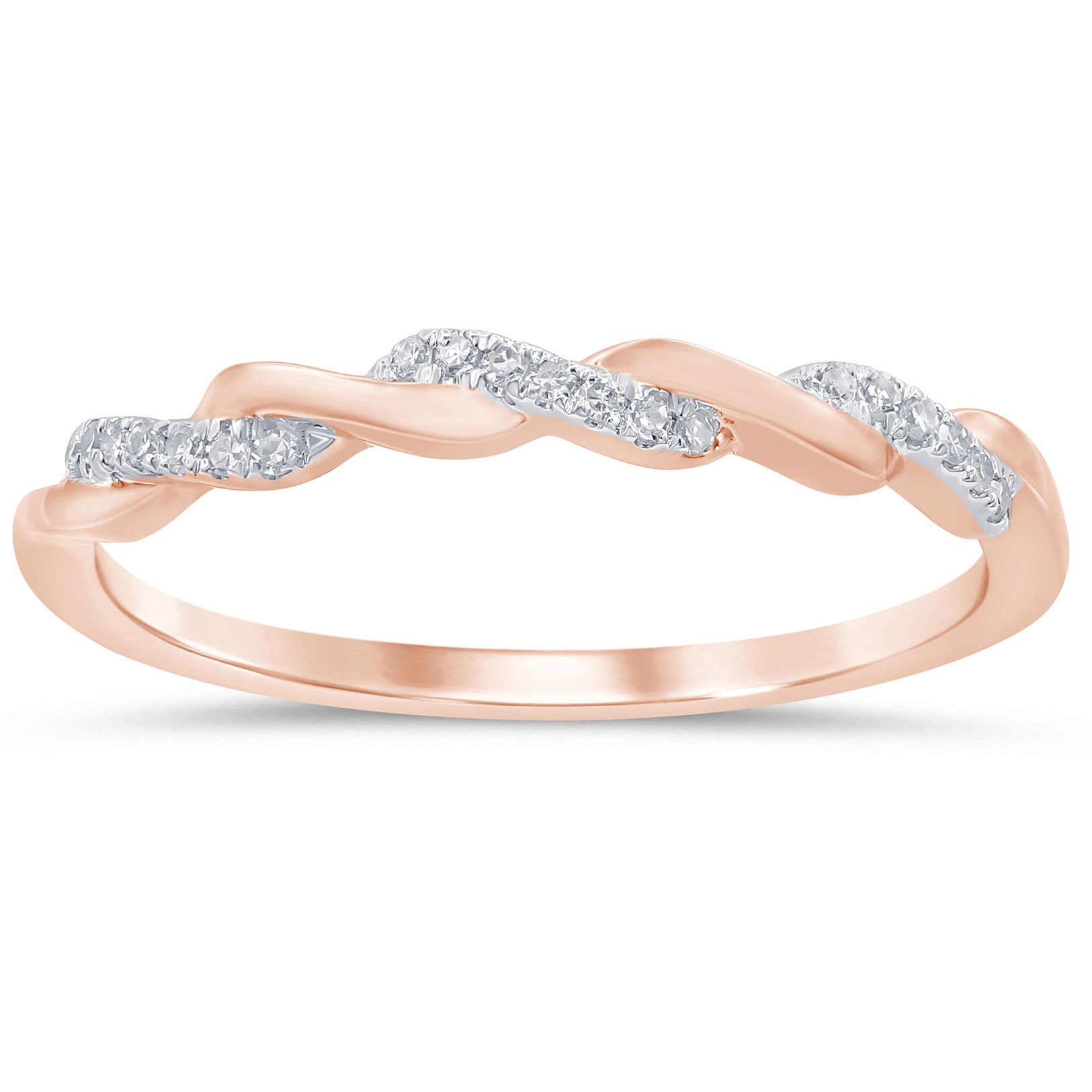 DIAMOND CLOSEOUT! .06ct 14kt Rose Gold Twisted Band Diamond Ring Size 6.5