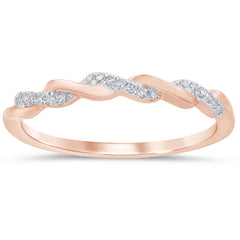 DIAMOND CLOSEOUT! .06ct 14kt Rose Gold Twisted Band Diamond Ring Size 6.5