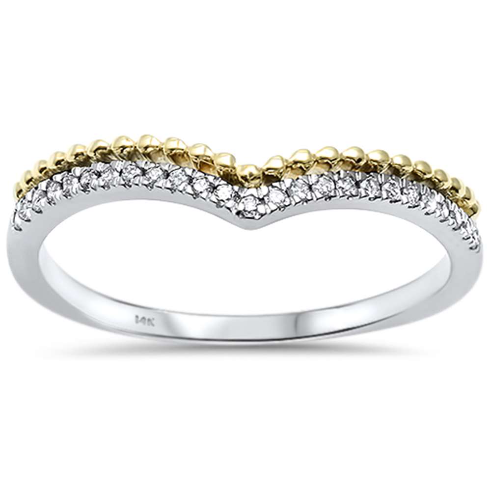 DIAMOND CLOSEOUT! .08ct 14kt Two Tone Gold V Shape Chevron Diamond Accent Band Size 6.5