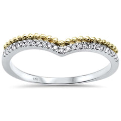 DIAMOND CLOSEOUT! .08ct 14kt Two Tone Gold V Shape Chevron Diamond Accent Band Size 6.5