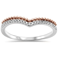 .07ct 14k Two Tone Diamond Chevron Band Ring Size 6.5