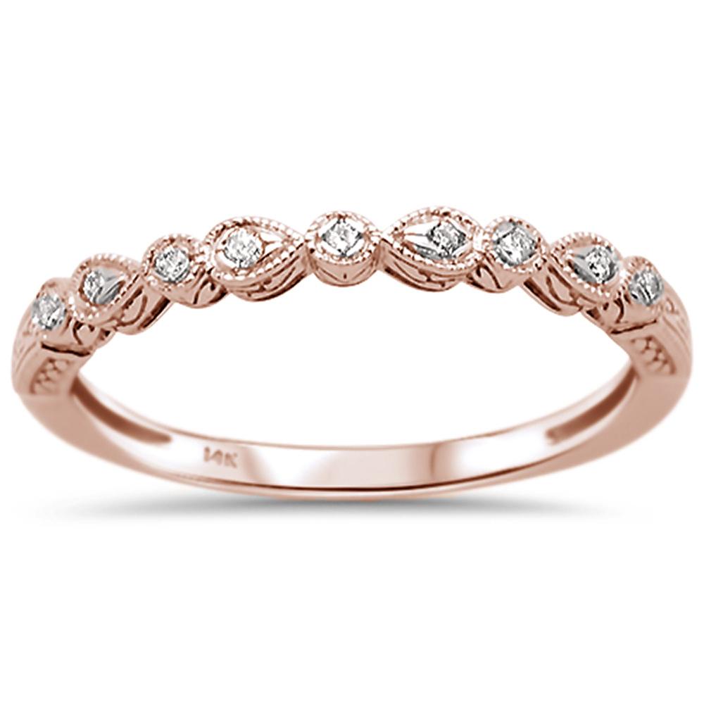 DIAMOND CLOSEOUT! .06ct 14k Rose Gold Diamond Anniversary Wedding Stackable Band Size 6.5