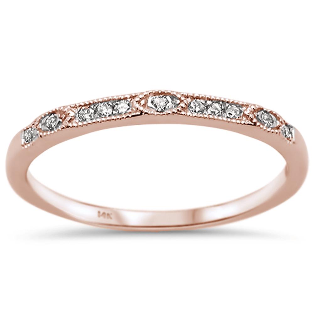 DIAMOND CLOSEOUT! .07ct 14k Rose Gold Diamond Anniversary Wedding Stackable Band Size 6.5