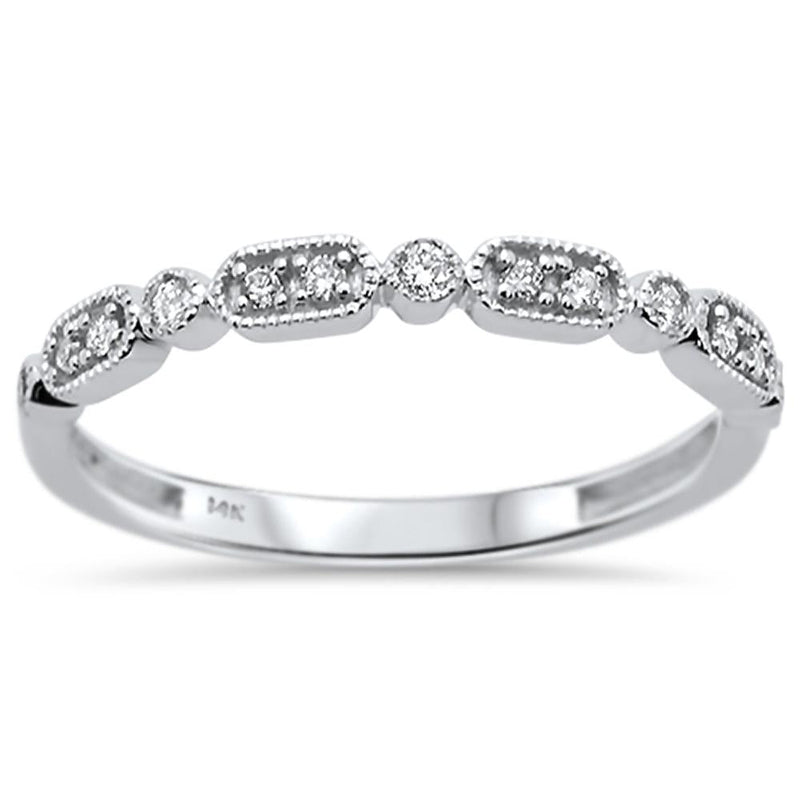 DIAMOND CLOSEOUT! .11ct 14k White Gold Diamond Anniversary Wedding Stackable Band Size 6.5