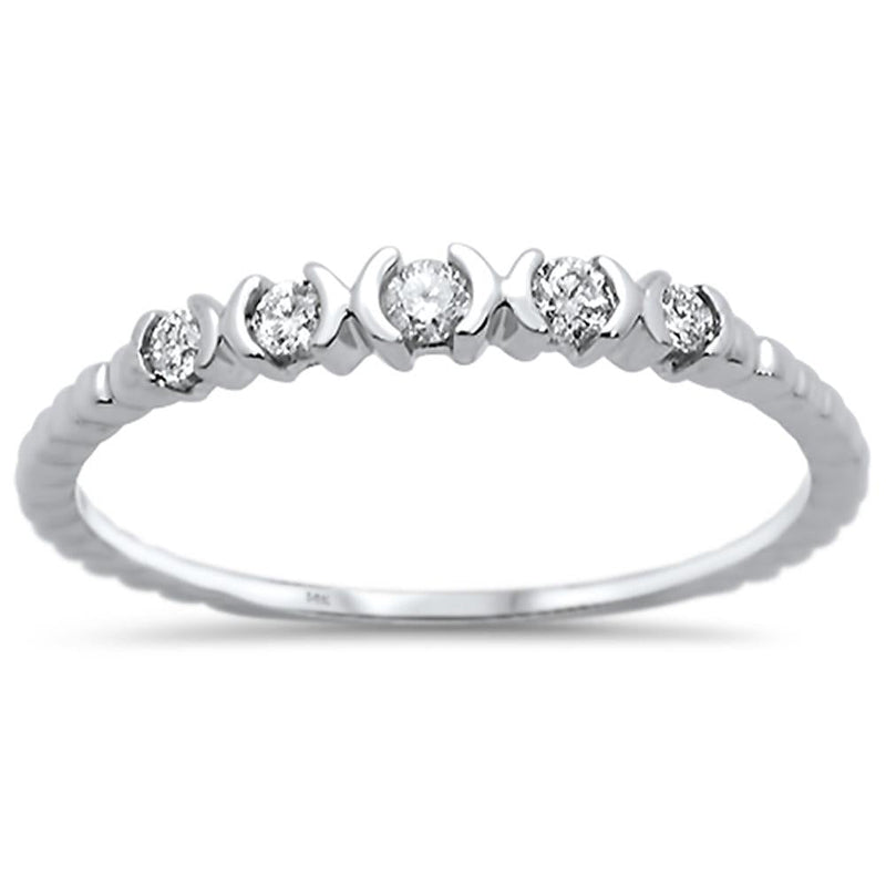 DIAMOND CLOSEOUT! .13ct 14K White Gold Diamond Anniversary Wedding Stackable Band Size 6.5