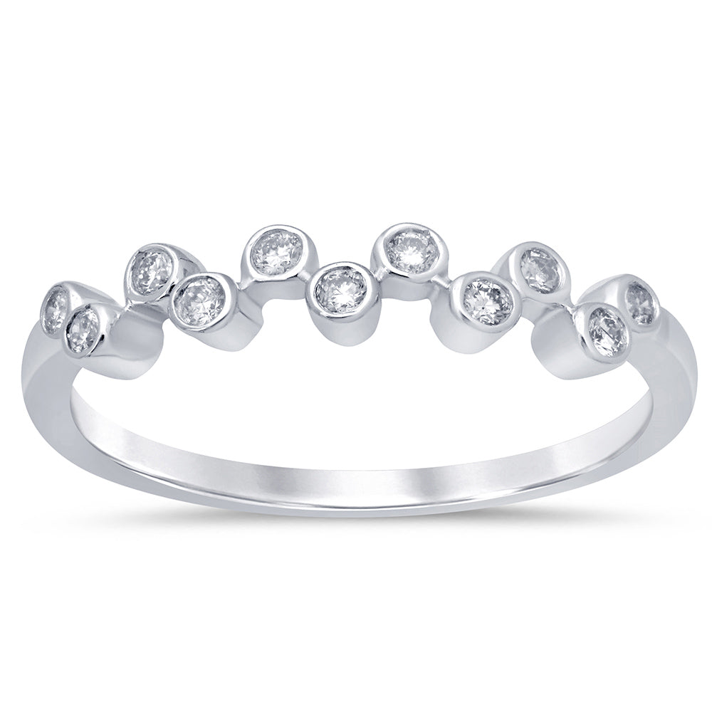 DIAMOND CLOSEOUT! .15ct 14k White Gold Diamond Anniversary Wedding Stackable Band Size 6.5
