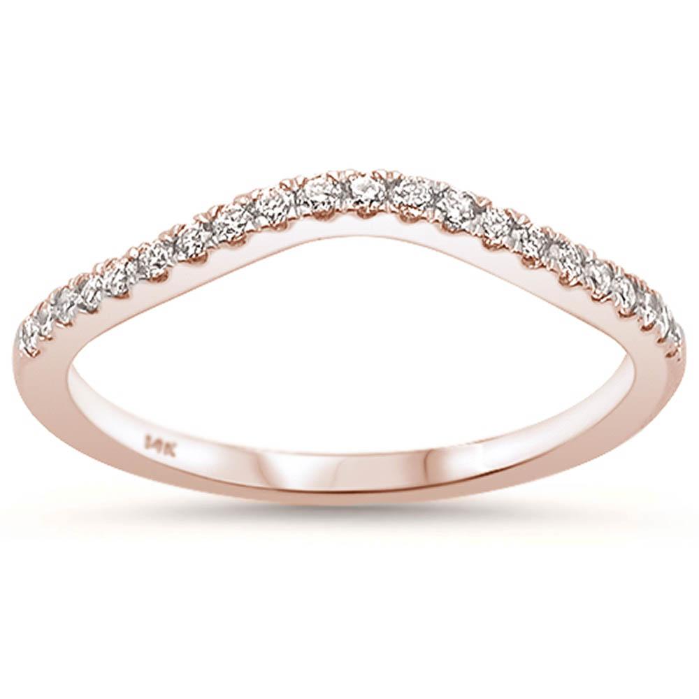 .22ct 14k Rose Gold Curved Stackable Wedding Anniversary Diamond Ring