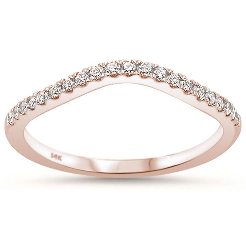 .22ct 14k Rose Gold Curved Stackable Wedding Anniversary Diamond Ring