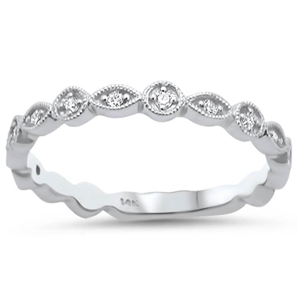 .11ct  14k White Gold Stackable Wedding Anniversary Diamond Rinze 6.5