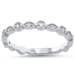 .11ct  14k White Gold Stackable Wedding Anniversary Diamond Rinze 6.5