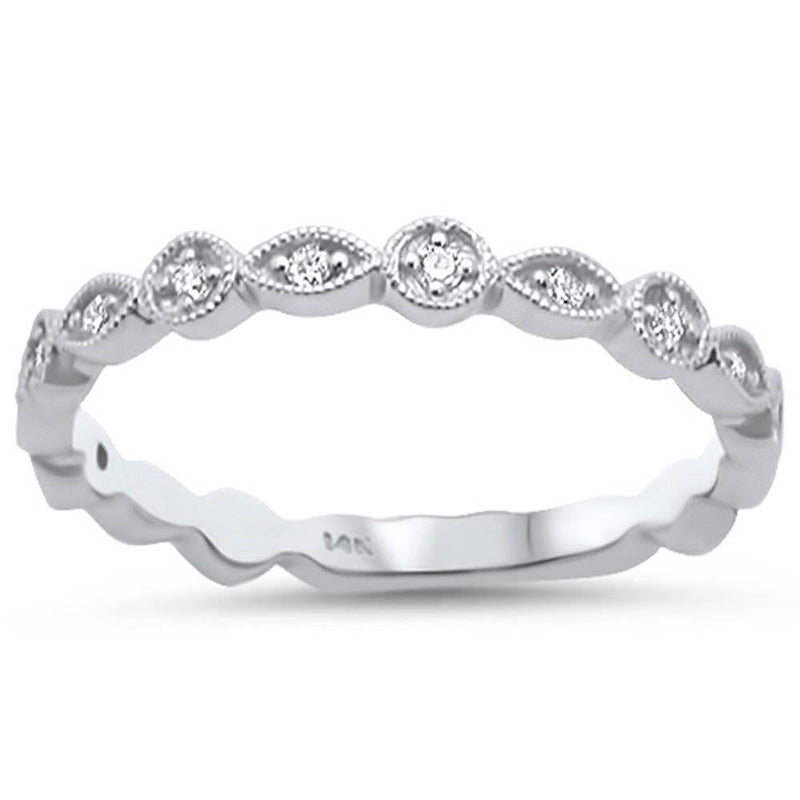 .11ct  14k White Gold Stackable Wedding Anniversary Diamond Rinze 6.5
