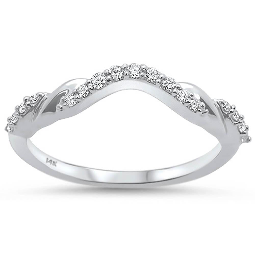 DIAMOND CLOSEOUT! .15ct 14k White Gold Stackable Curved Accent Band Diamond Rinze 6.5