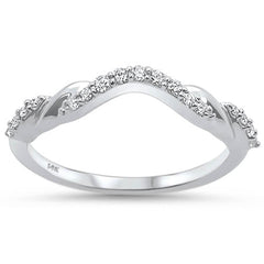 DIAMOND CLOSEOUT! .15ct 14k White Gold Stackable Curved Accent Band Diamond Rinze 6.5