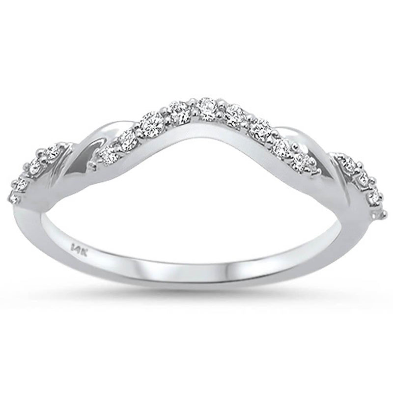 DIAMOND CLOSEOUT! .15ct 14k White Gold Stackable Curved Accent Band Diamond Rinze 6.5