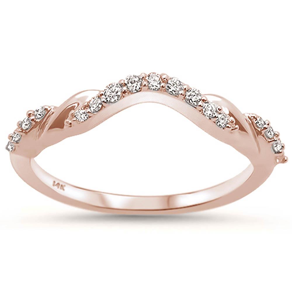 DIAMOND CLOSEOUT! .15ct 14k Rose Gold Stackable Wedding Anniversary Curved Diamond Band