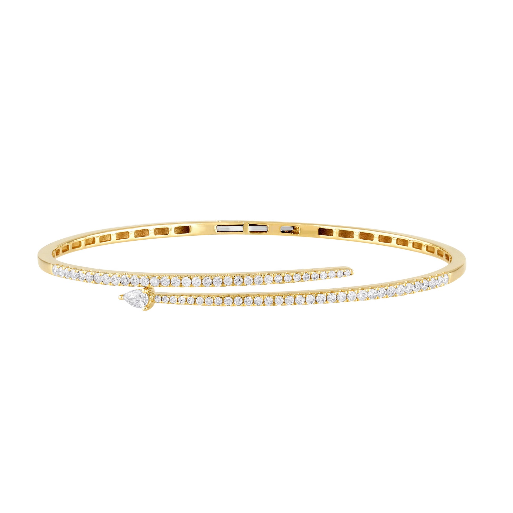 SPECIAL!.94ct G SI 14K Yellow Gold Diamond Wrap Around Bangle Bracelet