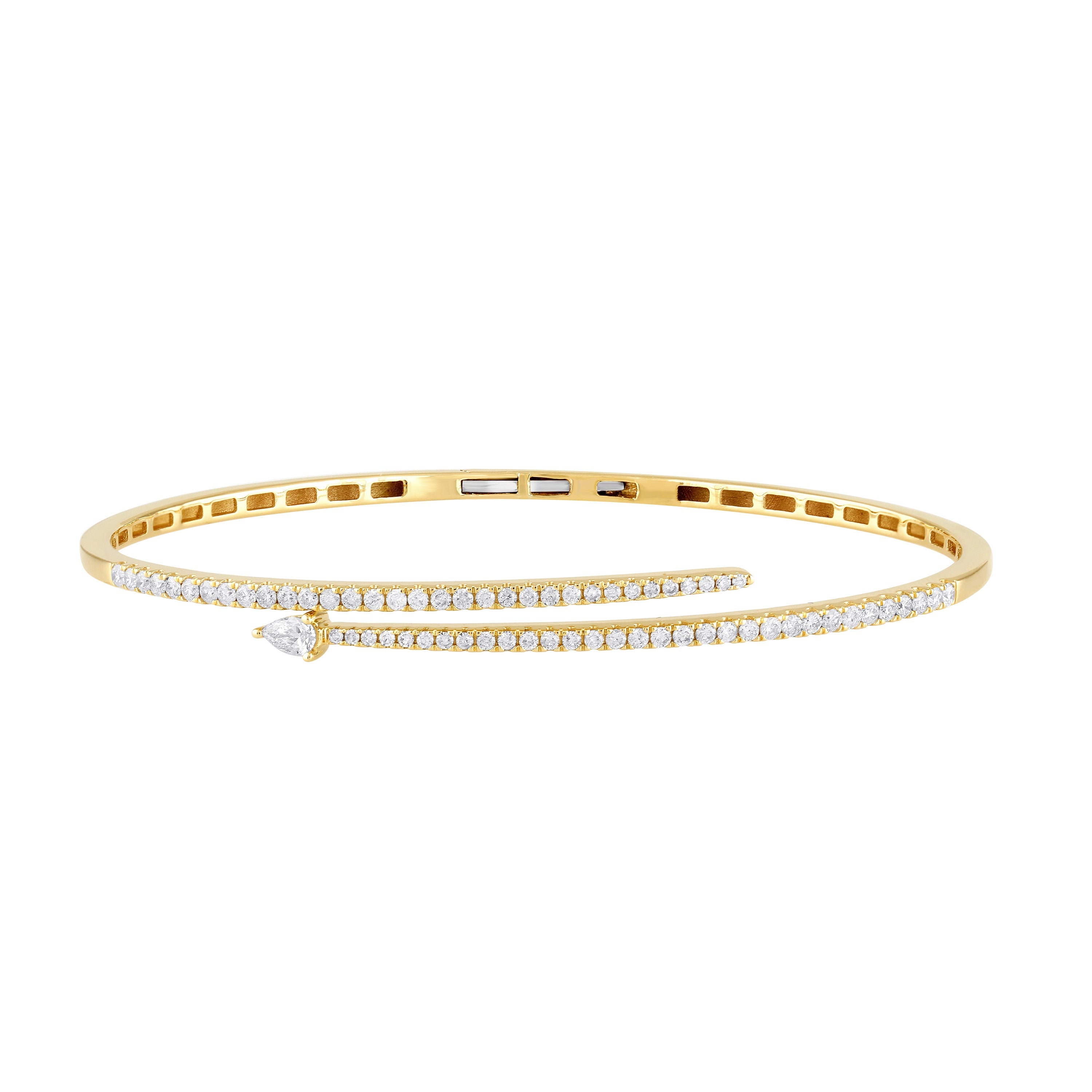 SPECIAL!.94ct G SI 14K Yellow Gold Diamond Wrap Around Bangle Bracelet