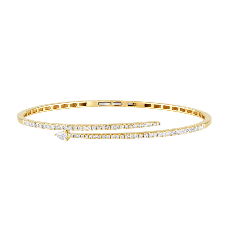 SPECIAL!.94ct G SI 14K Yellow Gold Diamond Wrap Around Bangle Bracelet