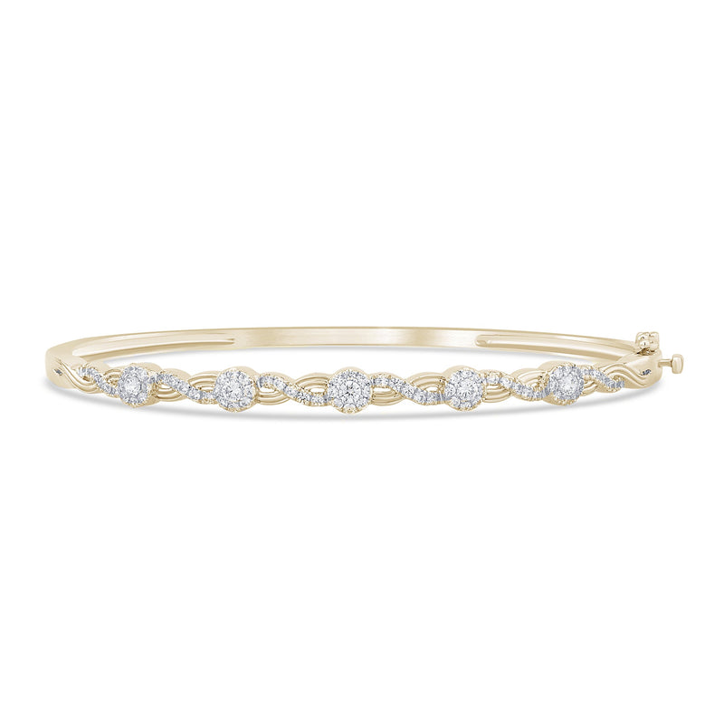 DIAMOND CLOSEOUT!  .68ct G SI 14K Yellow Gold Diamond Infinity Bangle Bracelet