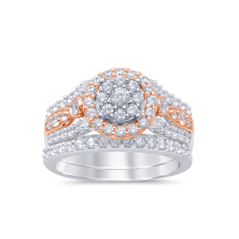 DIAMOND CLOSEOUT! 1.21ct 14k Two tone Gold Round Diamond Engagement Bridal Set Ring Size 6.5