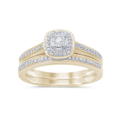 SPECIAL! .21ct 14K Yellow Gold Round Diamond Engagement Bridal Ring Set Size 6.5