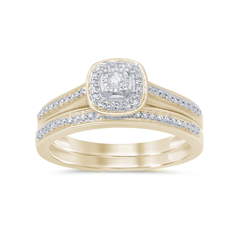 SPECIAL! .21ct 14K Yellow Gold Round Diamond Engagement Bridal Ring Set Size 6.5