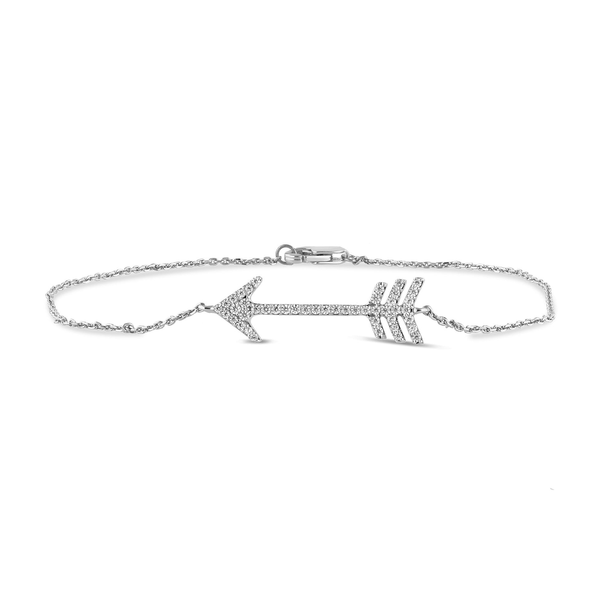SPECIAL! .21ct G SI 14K White Gold Diamond Arrow Style Bracelet 7.5" Long
