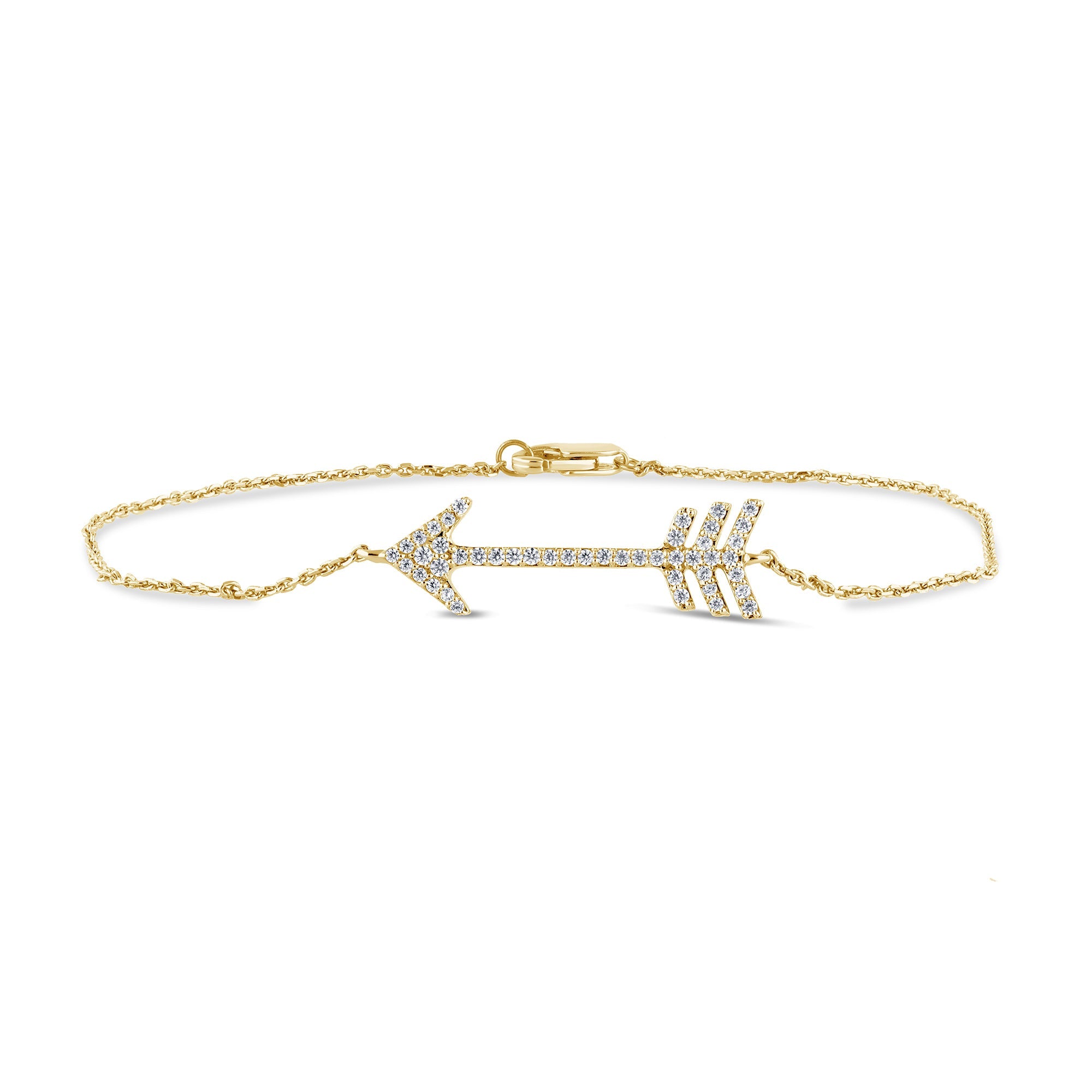 SPECIAL! .20ct G SI 14K Yellow Gold Diamond Arrow Style Bracelet 7.5" Long