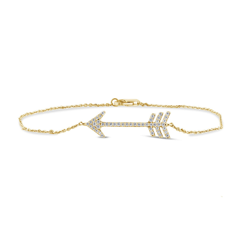 SPECIAL! .20ct G SI 14K Yellow Gold Diamond Arrow Style Bracelet 7.5" Long