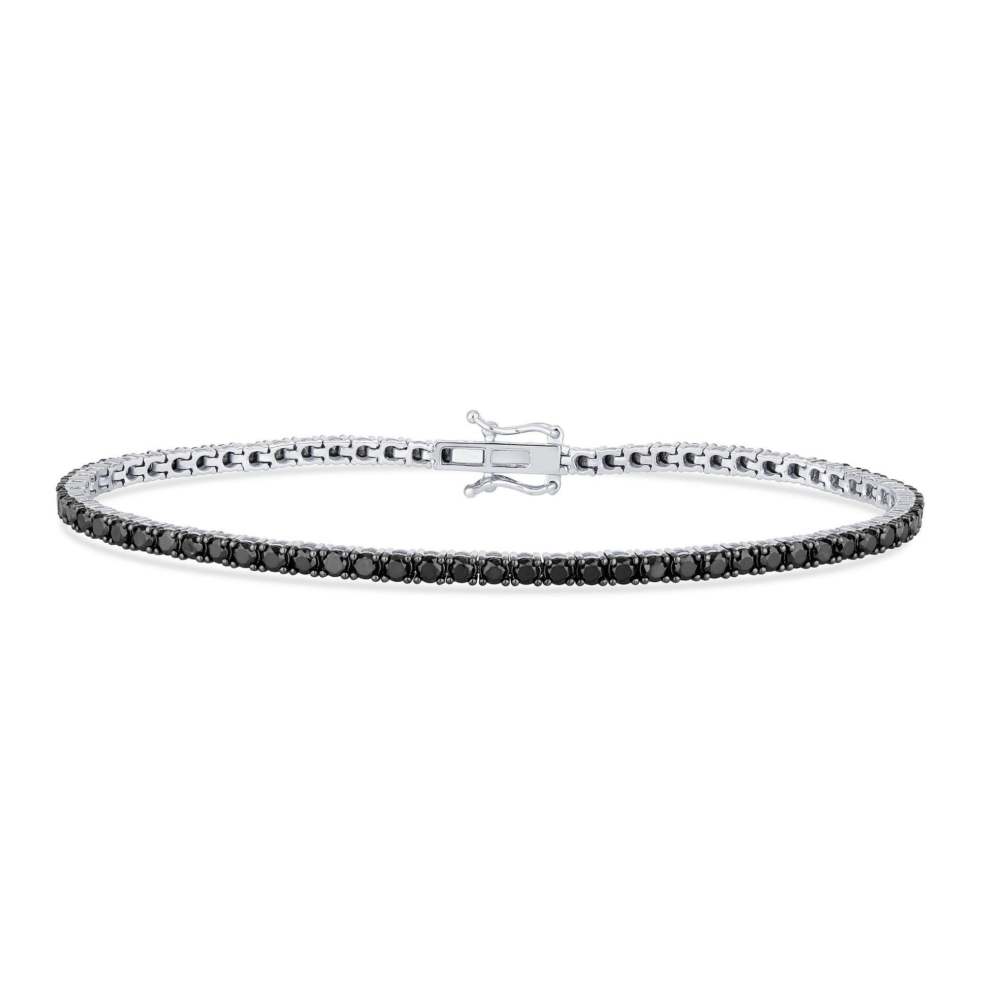 SPECIAL! 3.15ct G SI 14K White Gold Diamond Black Diamond Tennis Bracelet 7" Long
