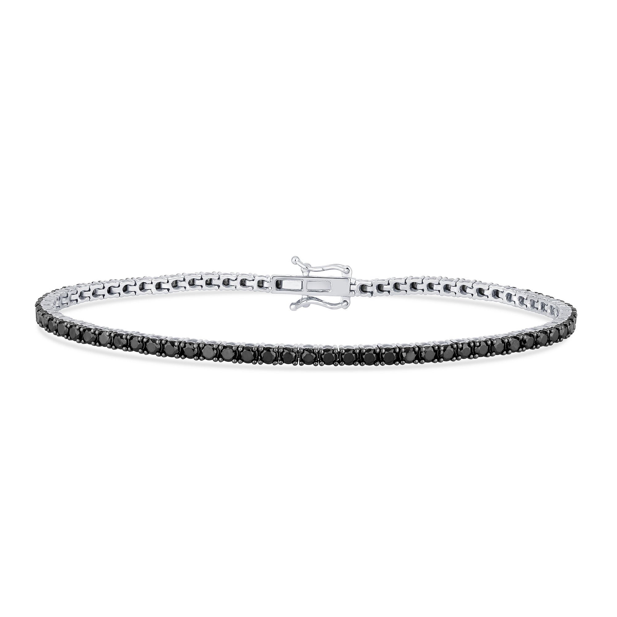 SPECIAL! 3.15ct G SI 14K White Gold Diamond Black Diamond Tennis Bracelet 7" Long