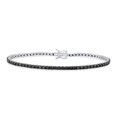 SPECIAL! 3.15ct G SI 14K White Gold Diamond Black Diamond Tennis Bracelet 7" Long