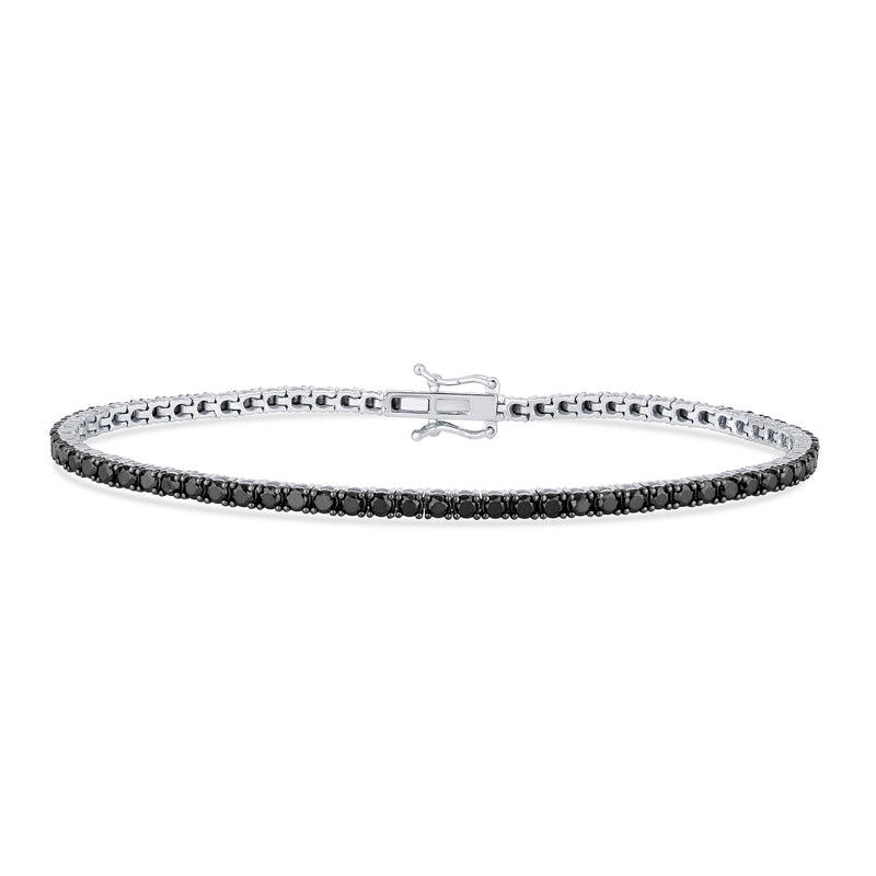 SPECIAL! 3.15ct G SI 14K White Gold Diamond Black Diamond Tennis Bracelet 7" Long