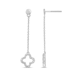 SPECIAL! .17ct G SI 14K White Gold Diamond Flower Dangling Earrings