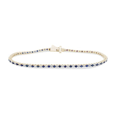 GEMSTONE CLOSEOUT ! 2.09ct G SI 14K Yellow Gold Blue Sapphire & Diamond Tennis Bracelet 7" Long
