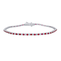 SPECIAL!2.21ct G SI 14K White Gold Ruby Gemstone & Diamond Tennis Bracelet 7" Long