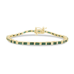 SPECIAL! 3.82ct G SI 14K Yellow Gold Emerald Gemstone Tennis Bracelet 7" Long