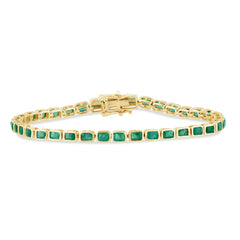 SPECIAL!4.44ct G SI 14K Yellow Gold Natural Emerald Gemstones Bracelet 7" Long
