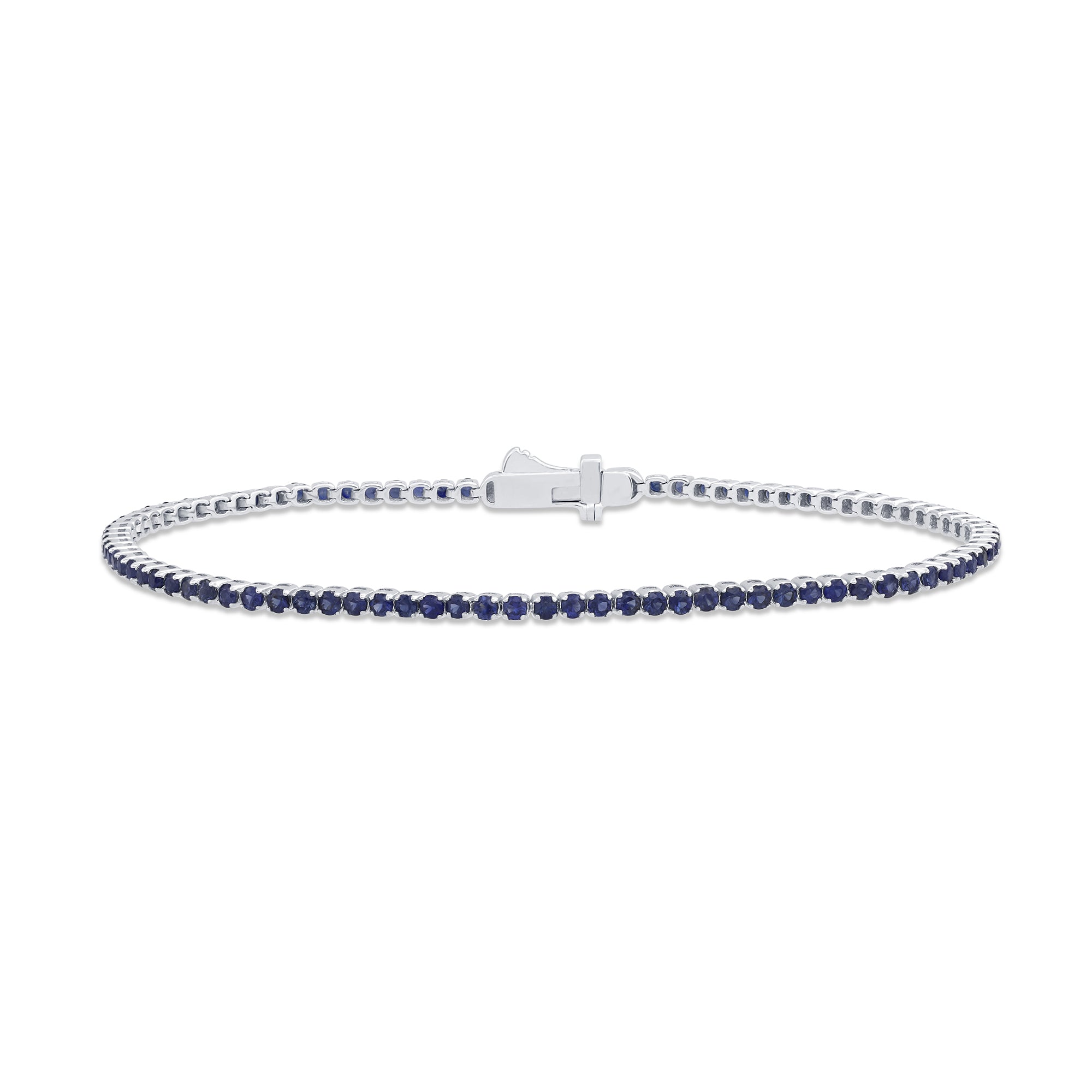 SPECIAL! 2.22ct G SI 14K White Gold Natural Blue Sapphire Tennis Bracelet 7"