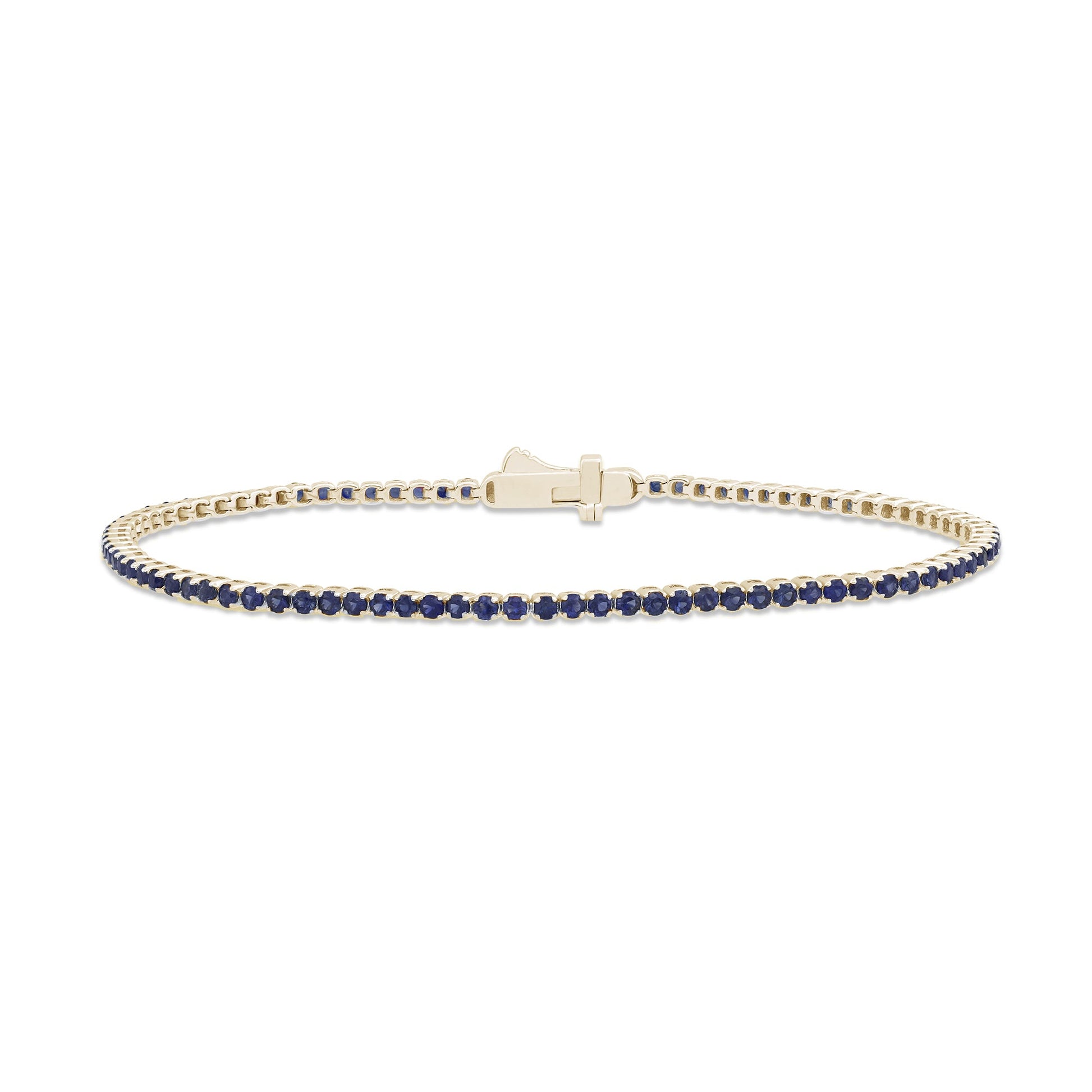 SPECIAL!2.39ct 14K Yellow Gold Natural Blue Sapphire Tennis Bracelet 7"