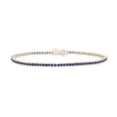 SPECIAL!2.39ct 14K Yellow Gold Natural Blue Sapphire Tennis Bracelet 7"