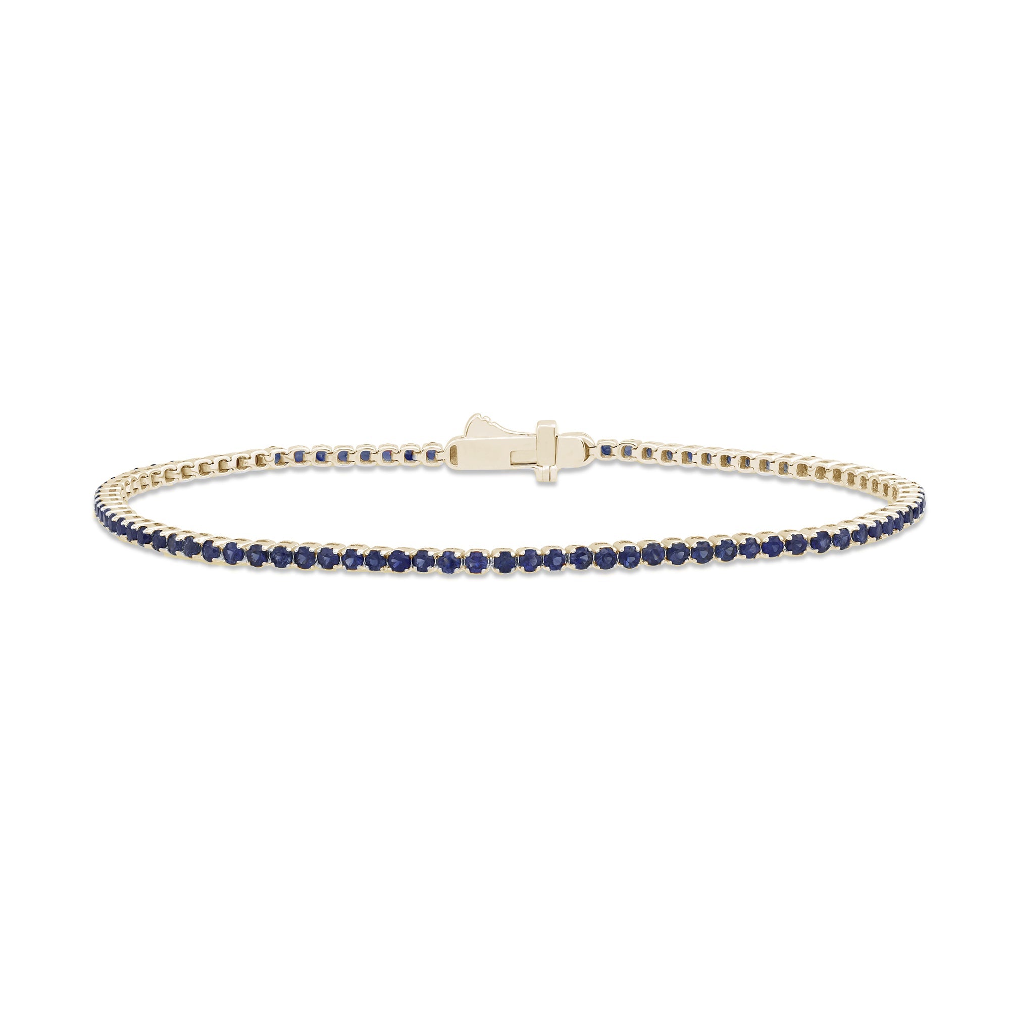 SPECIAL!2.22ct 14K Yellow Gold Natural Blue Sapphire Tennis Bracelet 7"