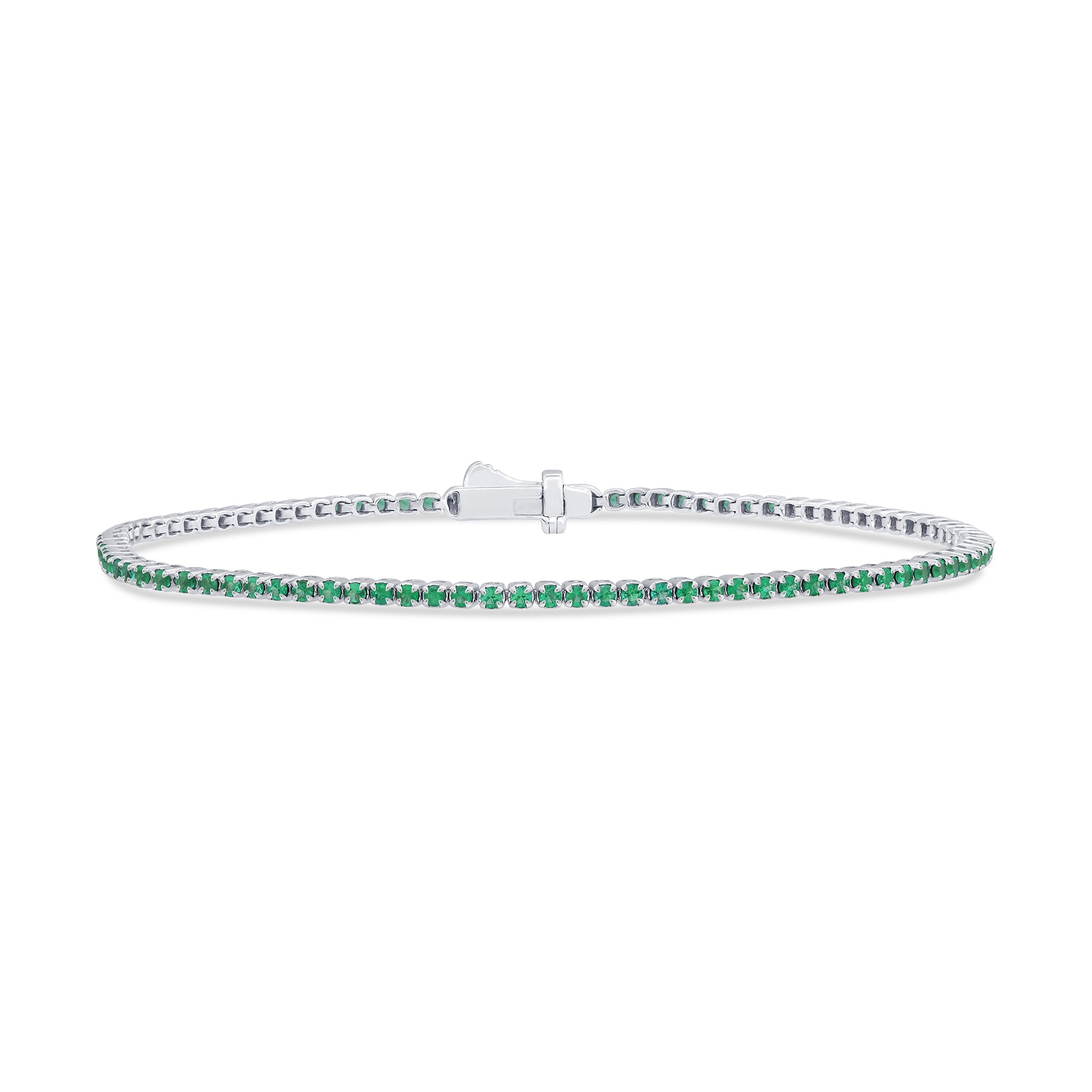 SPECIAL! 1.12ct G SI 14K White Gold Natural Emerald Tennis Bracelet 7"