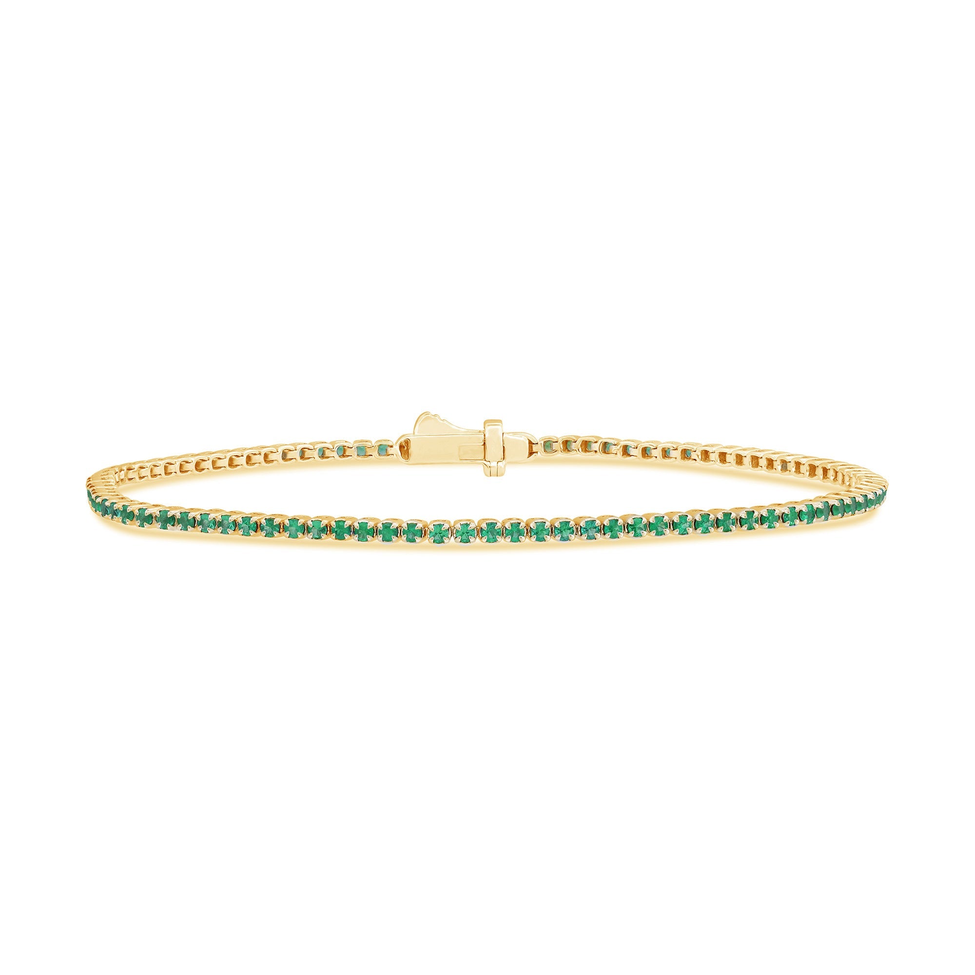 SPECIAL!.98ct 14K Yellow Gold Natural Emerald Tennis Bracelet 7"
