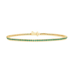 SPECIAL!1.33ct 14K Yellow Gold Natural Emerald Tennis Bracelet 7"
