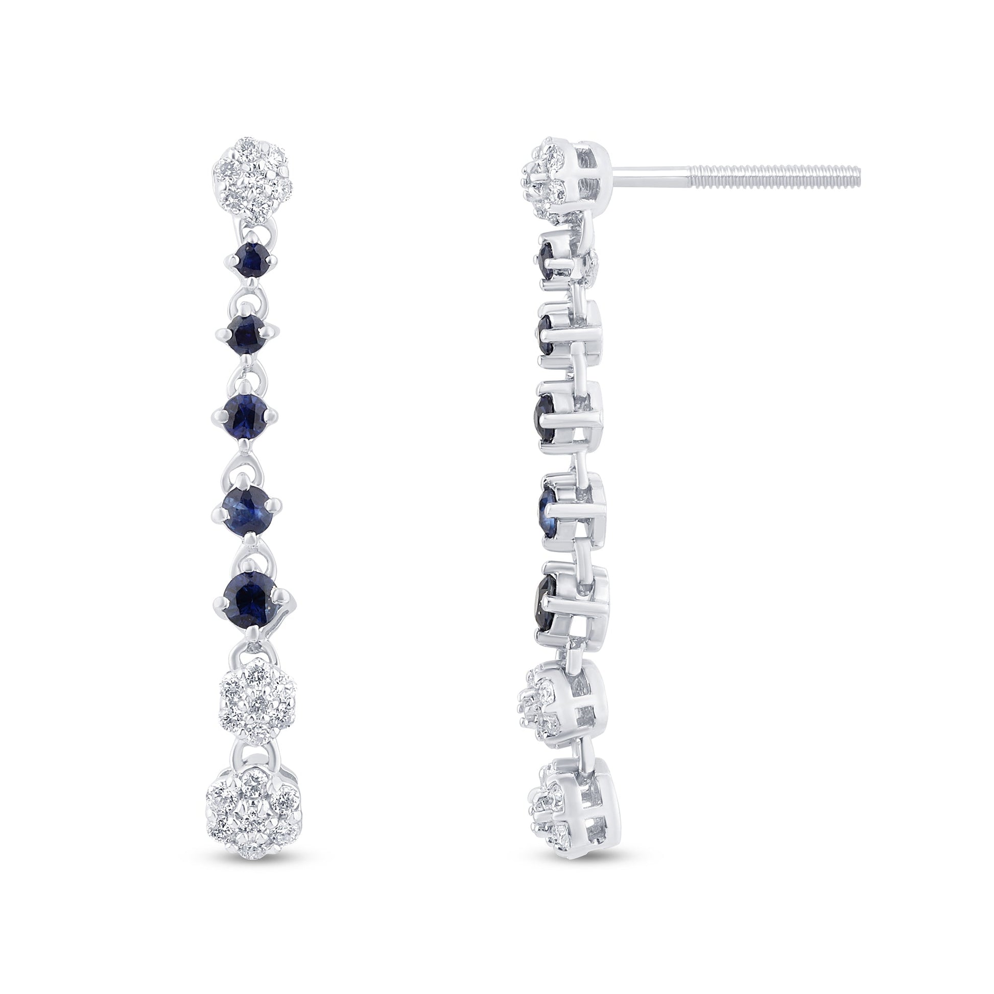 SPECIAL! .50ct G SI 14K White Gold Diamond & Blue Sapphire Dangling Earrings